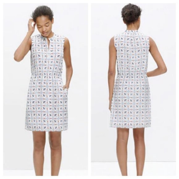 Madewell Dresses & Skirts - Madewell Silk Nora Picnic Paisley Sleeveless Dress White w/ Pockets Sz 6 Small